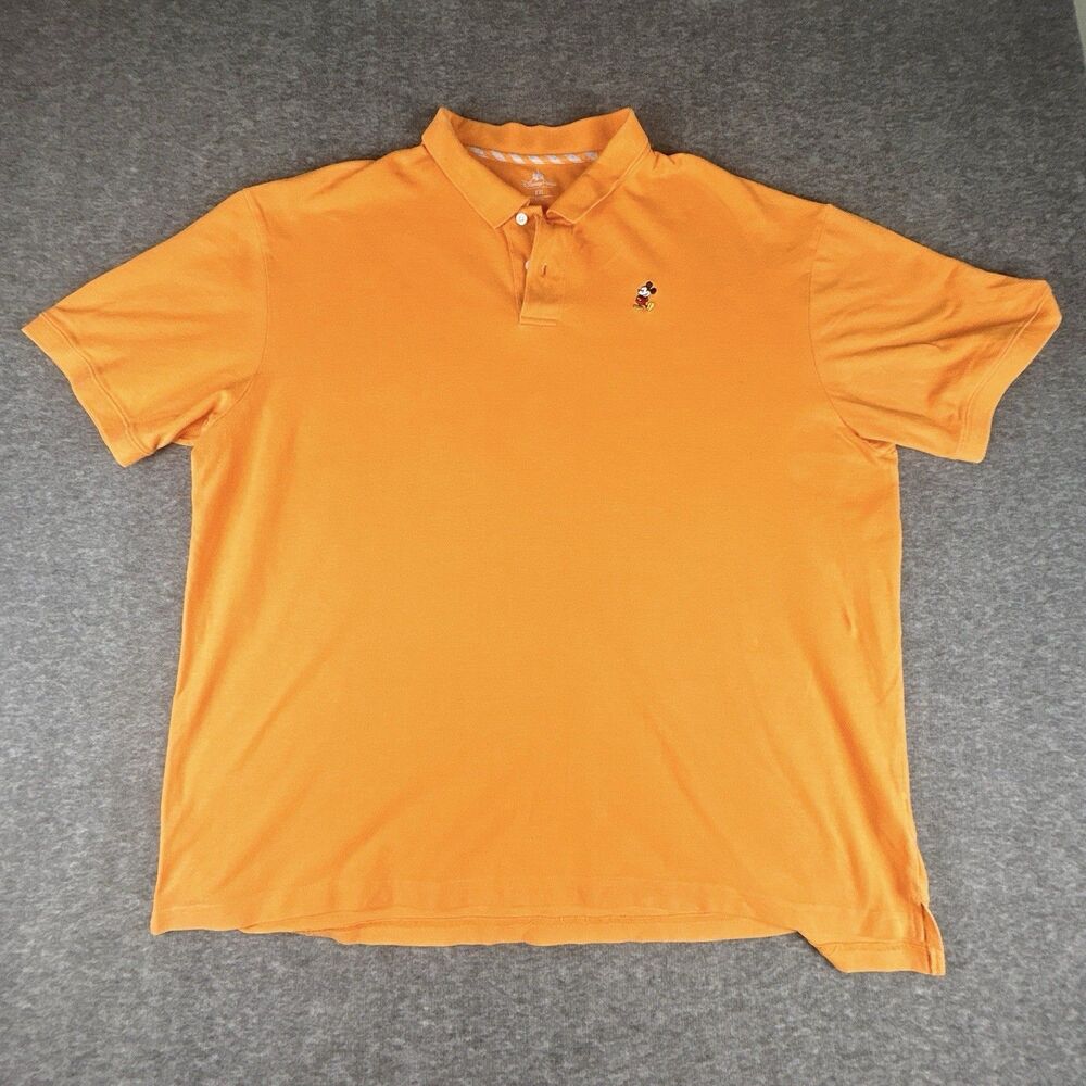 Disney Parks Mickey Mouse Polo Shirt Mens Sz XXL Orange Embroidered Short Sleeve
